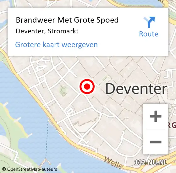 Locatie op kaart van de 112 melding: Brandweer Met Grote Spoed Naar Deventer, Stromarkt op 9 april 2018 13:58