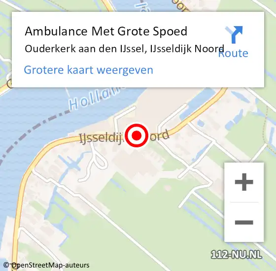 Locatie op kaart van de 112 melding: Ambulance Met Grote Spoed Naar Ouderkerk aan den IJssel, IJsseldijk Noord op 9 april 2018 14:01