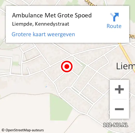 Locatie op kaart van de 112 melding: Ambulance Met Grote Spoed Naar Liempde, Kennedystraat op 9 april 2018 14:03