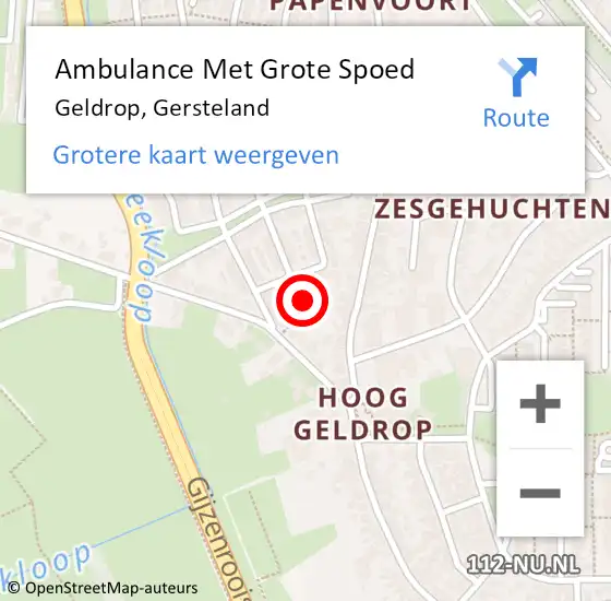 Locatie op kaart van de 112 melding: Ambulance Met Grote Spoed Naar Geldrop, Gersteland op 9 april 2018 14:07