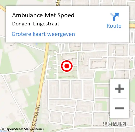 Locatie op kaart van de 112 melding: Ambulance Met Spoed Naar Dongen, Lingestraat op 9 april 2018 14:30