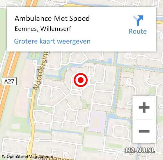 Locatie op kaart van de 112 melding: Ambulance Met Spoed Naar Eemnes, Willemserf op 9 april 2018 14:35
