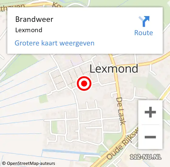 Locatie op kaart van de 112 melding: Brandweer Lexmond op 9 april 2018 15:18