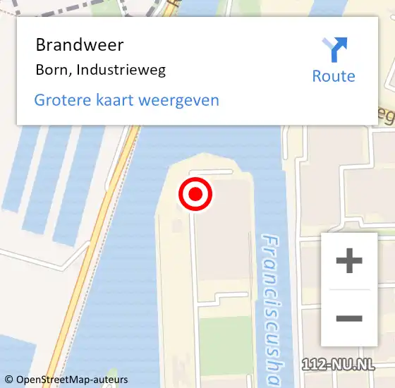 Locatie op kaart van de 112 melding: Brandweer Born, Industrieweg op 21 februari 2014 15:40