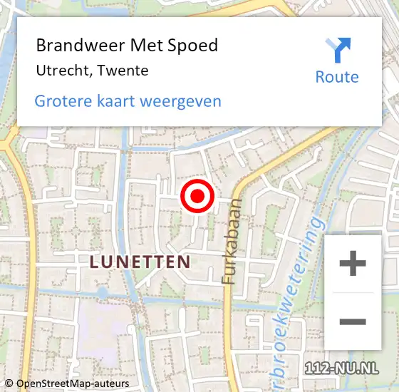 Locatie op kaart van de 112 melding: Brandweer Met Spoed Naar Utrecht, Twente op 9 april 2018 15:40