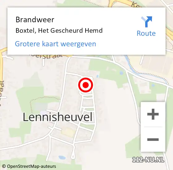 Locatie op kaart van de 112 melding: Brandweer Boxtel, Het Gescheurd Hemd op 9 april 2018 17:49