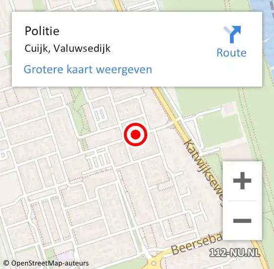 Locatie op kaart van de 112 melding: Politie Cuijk, Valuwsedijk op 9 april 2018 18:19