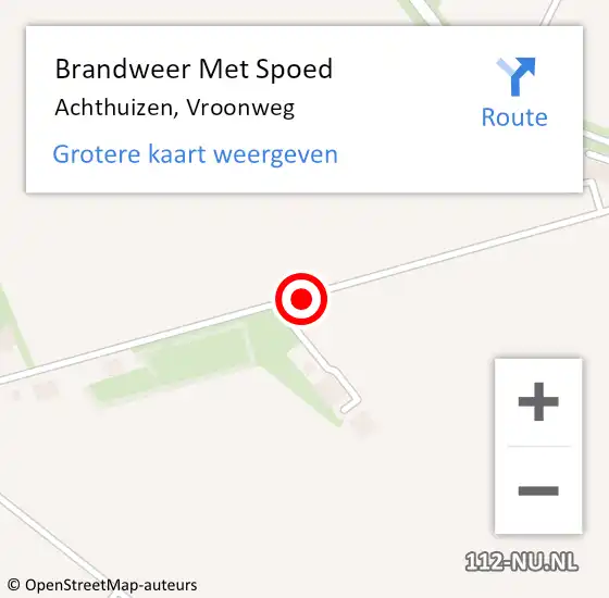Locatie op kaart van de 112 melding: Brandweer Met Spoed Naar Achthuizen, Vroonweg op 9 april 2018 18:37