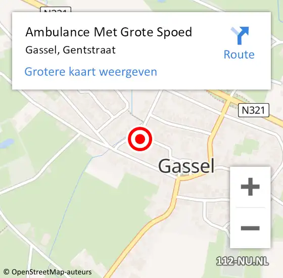 Locatie op kaart van de 112 melding: Ambulance Met Grote Spoed Naar Gassel, Gentstraat op 9 april 2018 18:52