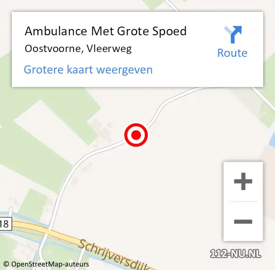 Locatie op kaart van de 112 melding: Ambulance Met Grote Spoed Naar Oostvoorne, Vleerweg op 9 april 2018 19:06