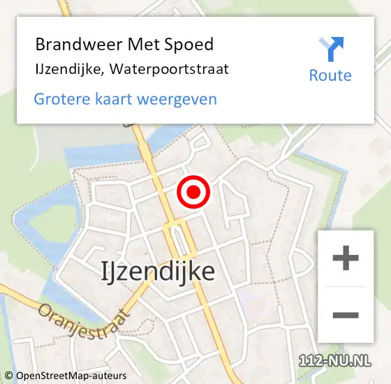 Locatie op kaart van de 112 melding: Brandweer Met Spoed Naar IJzendijke, Waterpoortstraat op 21 februari 2014 15:58