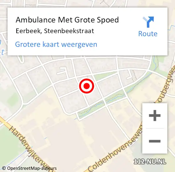 Locatie op kaart van de 112 melding: Ambulance Met Grote Spoed Naar Eerbeek, Steenbeekstraat op 9 april 2018 21:02