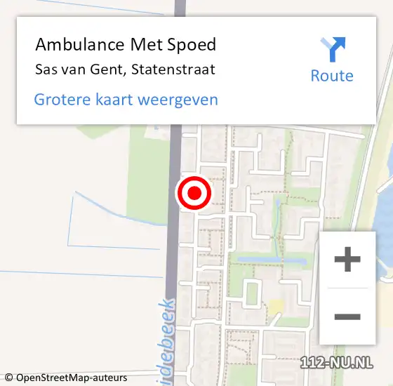 Locatie op kaart van de 112 melding: Ambulance Met Spoed Naar Sas van Gent, Statenstraat op 9 april 2018 21:15