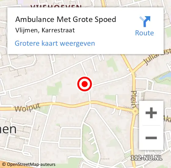 Locatie op kaart van de 112 melding: Ambulance Met Grote Spoed Naar Vlijmen, Karrestraat op 9 april 2018 21:47