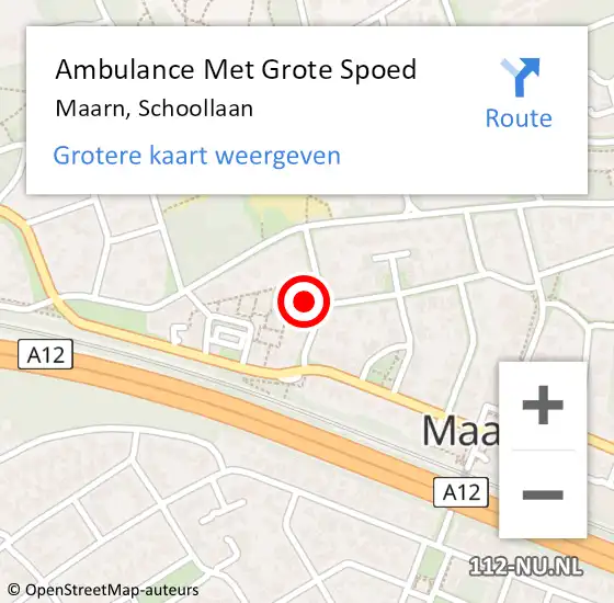 Locatie op kaart van de 112 melding: Ambulance Met Grote Spoed Naar Maarn, Schoollaan op 9 april 2018 22:07