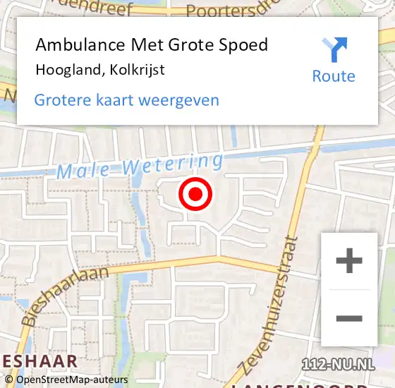 Locatie op kaart van de 112 melding: Ambulance Met Grote Spoed Naar Hoogland, Kolkrijst op 9 april 2018 22:53