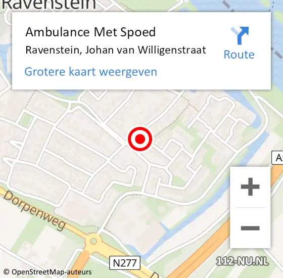 Locatie op kaart van de 112 melding: Ambulance Met Spoed Naar Ravenstein, Johan van Willigenstraat op 9 april 2018 23:52