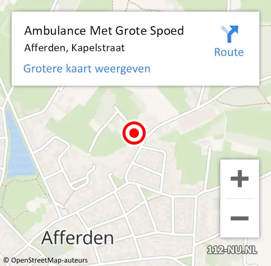 Locatie op kaart van de 112 melding: Ambulance Met Grote Spoed Naar Afferden, Kapelstraat op 10 april 2018 00:24