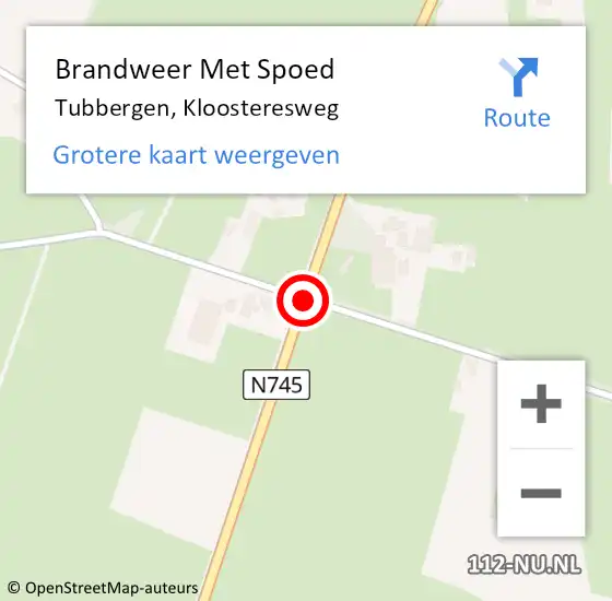 Locatie op kaart van de 112 melding: Brandweer Met Spoed Naar Tubbergen, Kloosteresweg op 10 april 2018 00:32