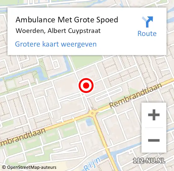 Locatie op kaart van de 112 melding: Ambulance Met Grote Spoed Naar Woerden, Albert Cuypstraat op 10 april 2018 02:21