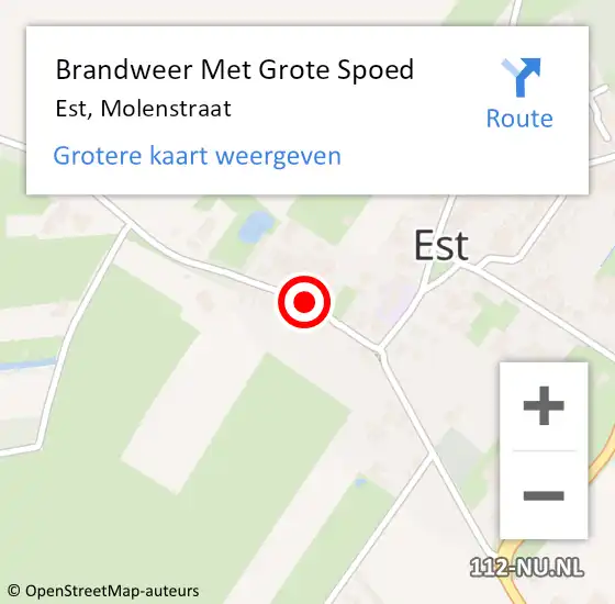 Locatie op kaart van de 112 melding: Brandweer Met Grote Spoed Naar Est, Molenstraat op 10 april 2018 03:36