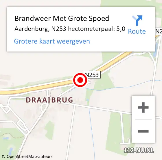 Locatie op kaart van de 112 melding: Brandweer Met Grote Spoed Naar Aardenburg, N253 op 10 april 2018 05:56