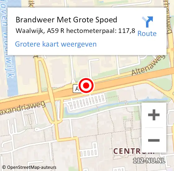 Locatie op kaart van de 112 melding: Brandweer Met Grote Spoed Naar Waalwijk, A59 R hectometerpaal: 117,8 op 10 april 2018 07:28