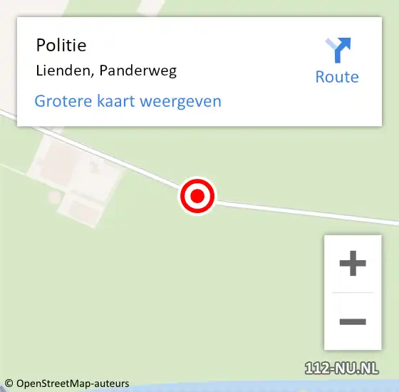 Locatie op kaart van de 112 melding: Politie Lienden, Panderweg op 10 april 2018 08:25