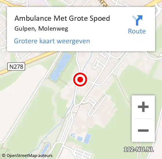 Locatie op kaart van de 112 melding: Ambulance Met Grote Spoed Naar Gulpen, Molenweg op 21 februari 2014 16:36