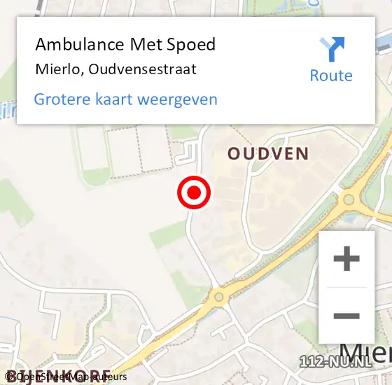 Locatie op kaart van de 112 melding: Ambulance Met Spoed Naar Mierlo, Oudvensestraat op 10 april 2018 08:58