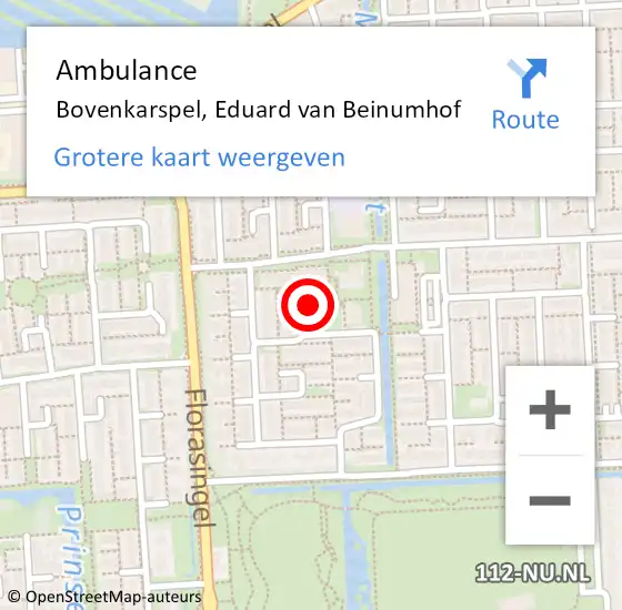 Locatie op kaart van de 112 melding: Ambulance Bovenkarspel, Eduard van Beinumhof op 10 april 2018 09:54