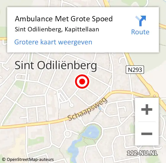 Locatie op kaart van de 112 melding: Ambulance Met Grote Spoed Naar Sint Odiliënberg, Kapittellaan op 10 april 2018 10:33