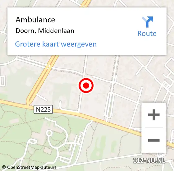 Locatie op kaart van de 112 melding: Ambulance Doorn, Middenlaan op 10 april 2018 10:43