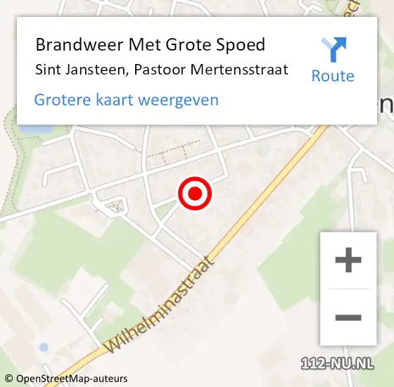 Locatie op kaart van de 112 melding: Brandweer Met Grote Spoed Naar Sint Jansteen, Pastoor Mertensstraat op 10 april 2018 10:54