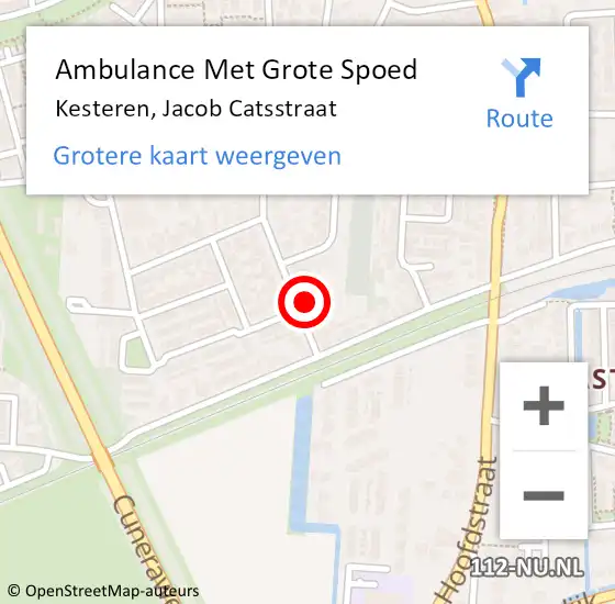 Locatie op kaart van de 112 melding: Ambulance Met Grote Spoed Naar Kesteren, Jacob Catsstraat op 10 april 2018 11:25