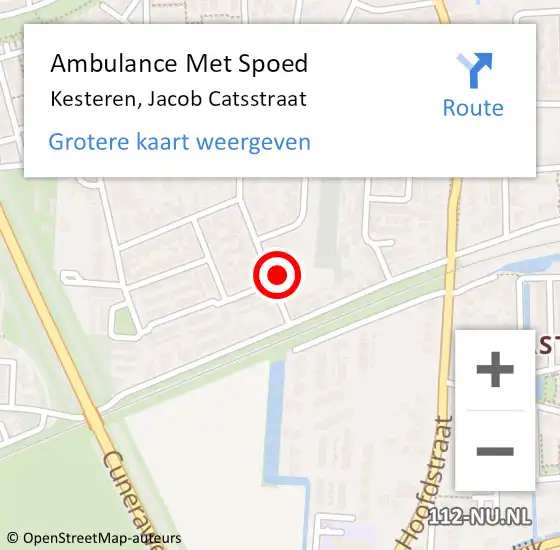 Locatie op kaart van de 112 melding: Ambulance Met Spoed Naar Kesteren, Jacob Catsstraat op 10 april 2018 11:27