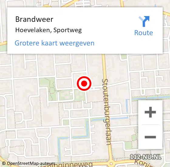 Locatie op kaart van de 112 melding: Brandweer Hoevelaken, Sportweg op 10 april 2018 11:35