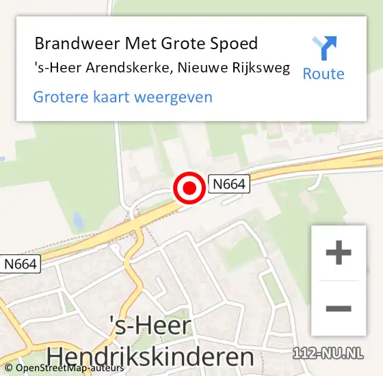 Locatie op kaart van de 112 melding: Brandweer Met Grote Spoed Naar 's-Heer Arendskerke, Nieuwe Rijksweg op 10 april 2018 11:55