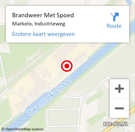 Locatie op kaart van de 112 melding: Brandweer Met Spoed Naar Markelo, Industrieweg op 21 februari 2014 16:55