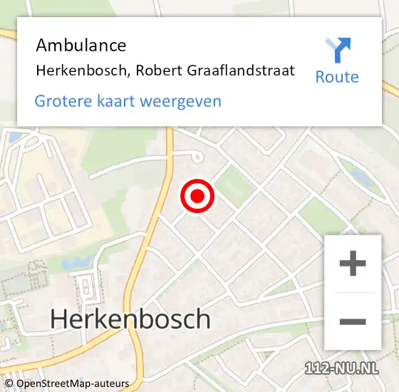 Locatie op kaart van de 112 melding: Ambulance Herkenbosch, Robert Graaflandstraat op 10 april 2018 13:09