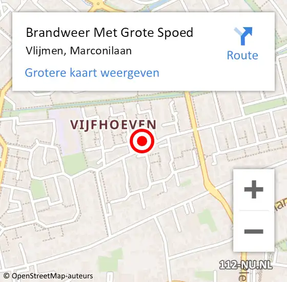 Locatie op kaart van de 112 melding: Brandweer Met Grote Spoed Naar Vlijmen, Marconilaan op 10 april 2018 14:21