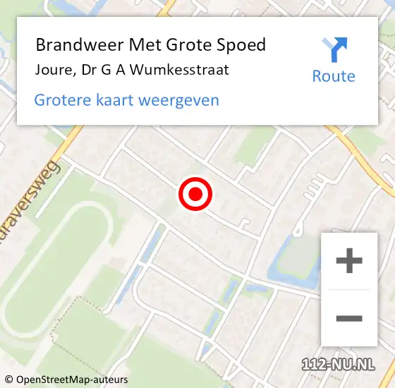 Locatie op kaart van de 112 melding: Brandweer Met Grote Spoed Naar Joure, Dr G A Wumkesstraat op 21 februari 2014 17:09