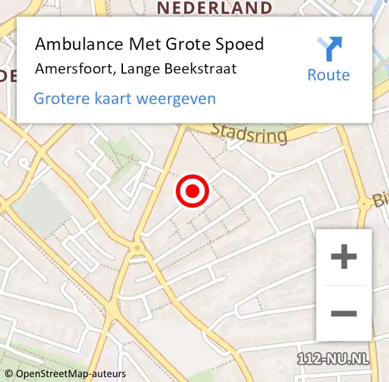 Locatie op kaart van de 112 melding: Ambulance Met Grote Spoed Naar Amersfoort, Lange Beekstraat op 10 april 2018 14:38