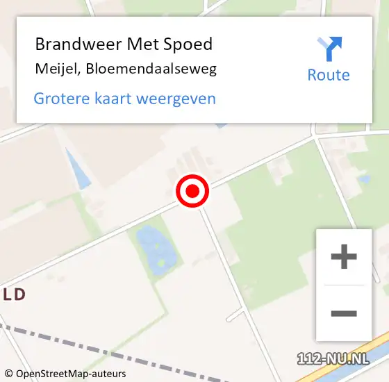 Locatie op kaart van de 112 melding: Brandweer Met Spoed Naar Meijel, Bloemendaalseweg op 10 april 2018 14:43