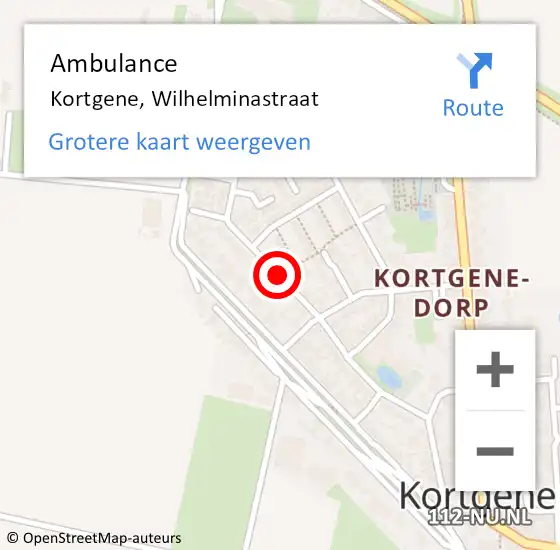 Locatie op kaart van de 112 melding: Ambulance Kortgene, Wilhelminastraat op 10 april 2018 15:01