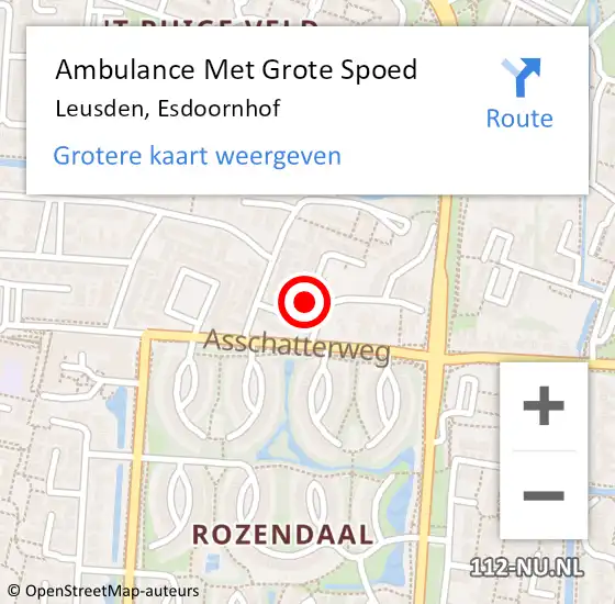 Locatie op kaart van de 112 melding: Ambulance Met Grote Spoed Naar Leusden, Esdoornhof op 10 april 2018 15:01