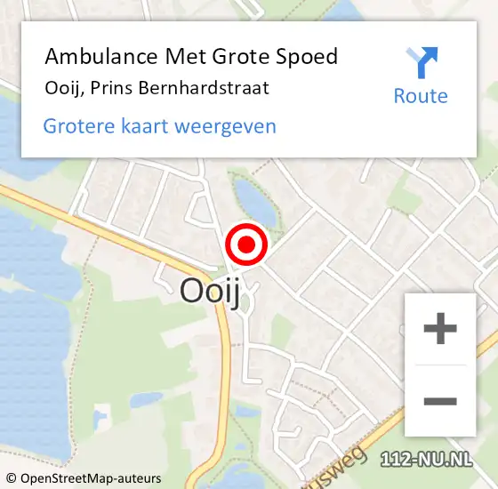 Locatie op kaart van de 112 melding: Ambulance Met Grote Spoed Naar Ooij, Prins Bernhardstraat op 10 april 2018 15:08