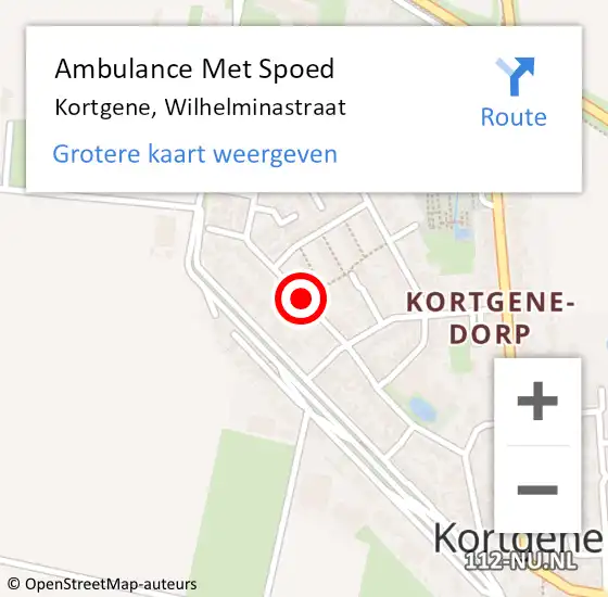 Locatie op kaart van de 112 melding: Ambulance Met Spoed Naar Kortgene, Wilhelminastraat op 10 april 2018 15:28