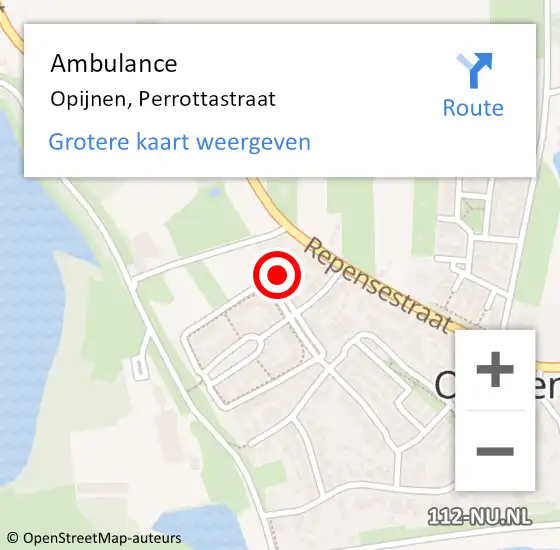 Locatie op kaart van de 112 melding: Ambulance Opijnen, Perrottastraat op 10 april 2018 16:25