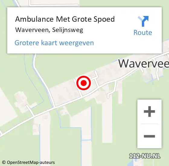 Locatie op kaart van de 112 melding: Ambulance Met Grote Spoed Naar Waverveen, Selijnsweg op 10 april 2018 16:40